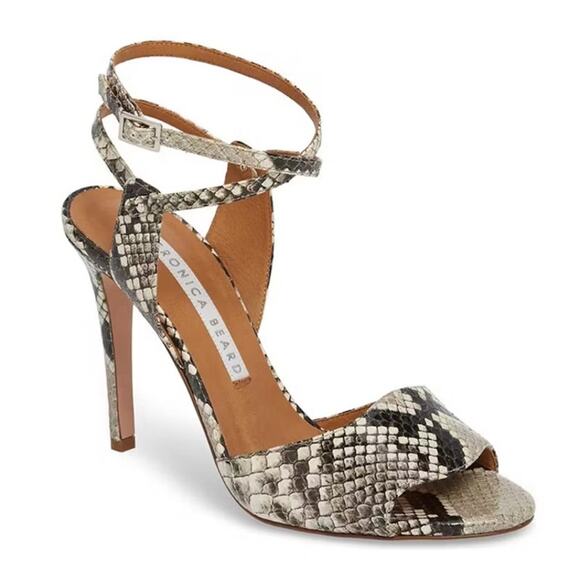 Veronica Beard Suma Snake Sandal Ankle Wrap Heel Size 40/9